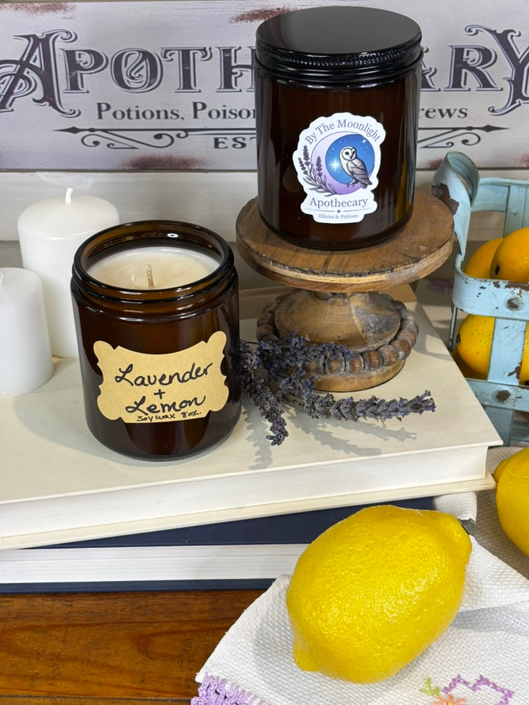 Lavender + Lemon 8 oz. Soy Wax Apothecary Candle