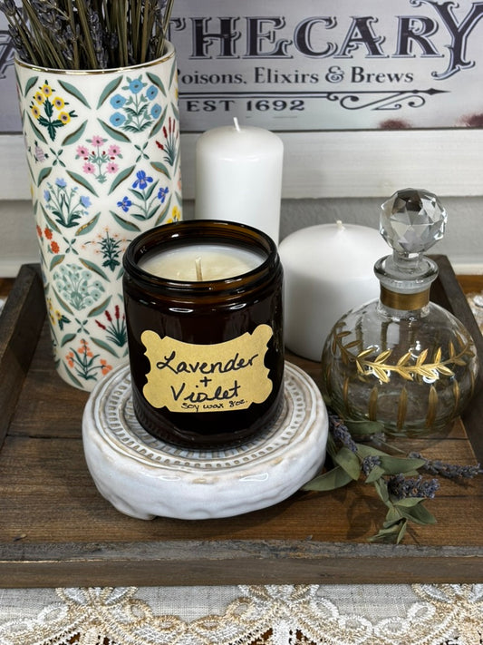 Lavender + Violet 8 oz. Soy Wax Apothecary Candle