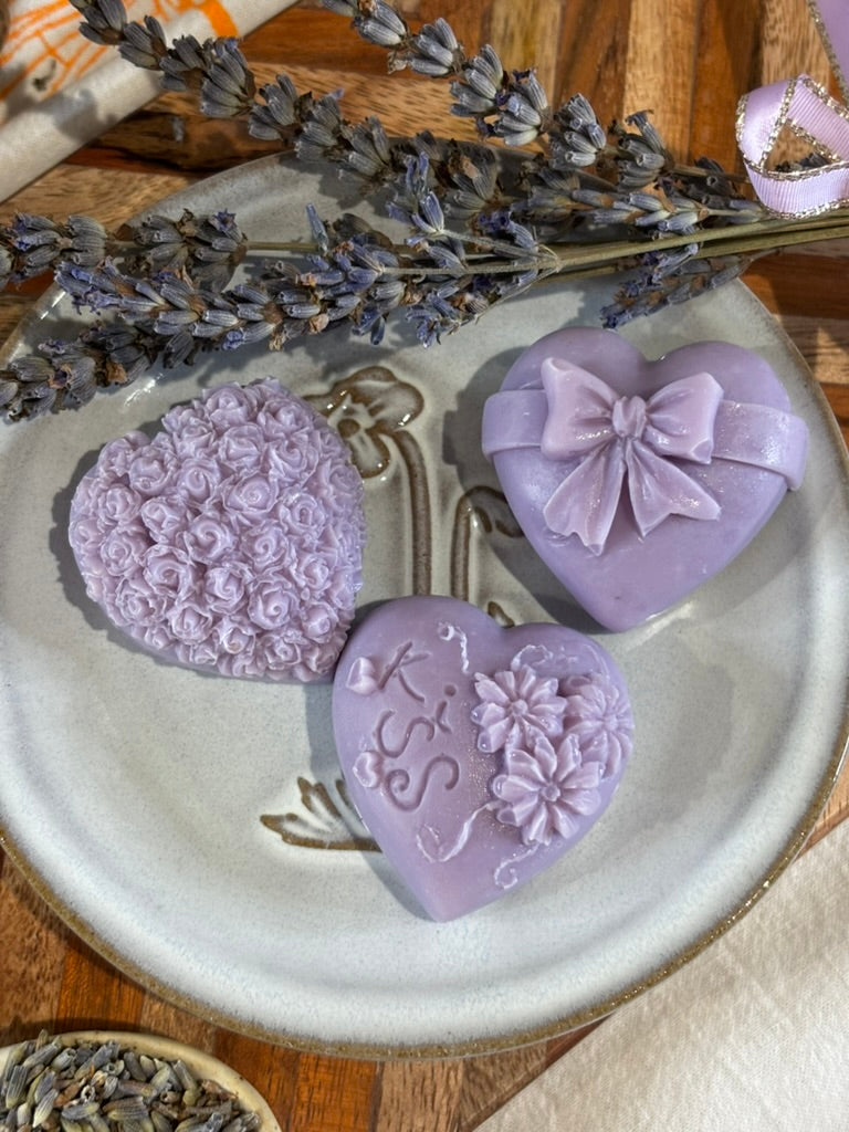 Twilight Violet Garden Soap Collection: Violet Love Charms Mini Heart Trio