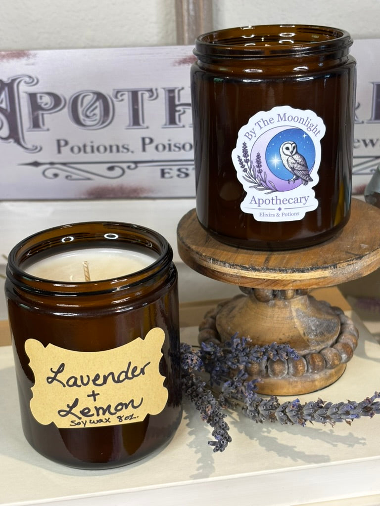 Lavender + Lemon 8 oz. Soy Wax Apothecary Candle