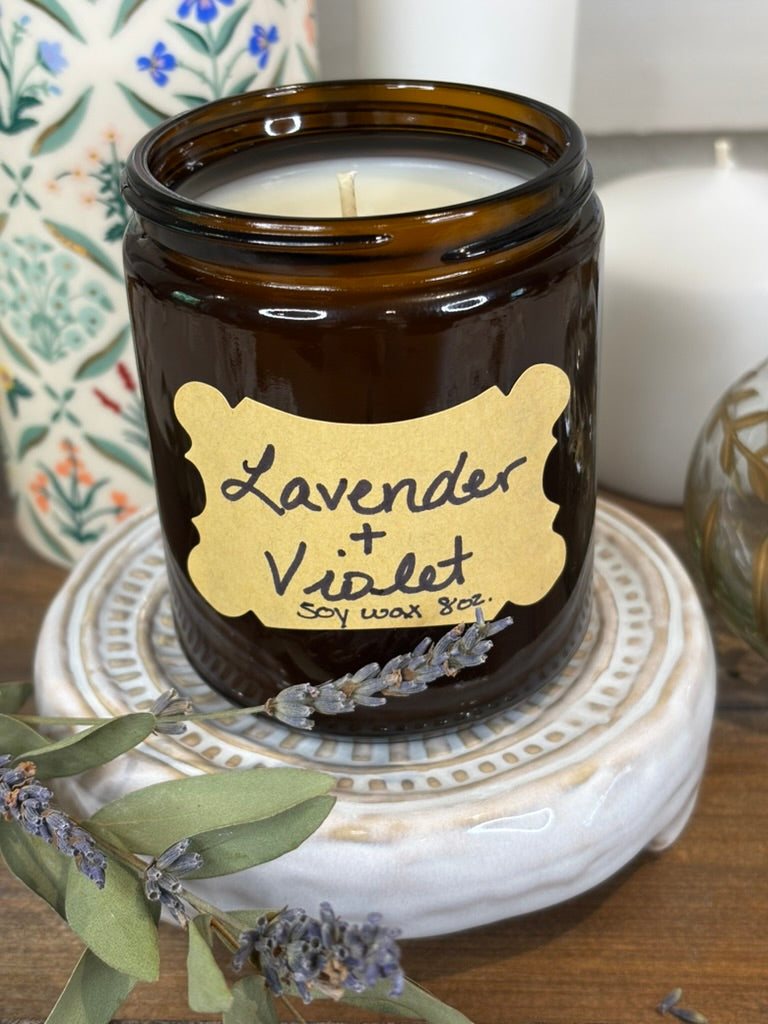 Lavender + Violet 8 oz. Soy Wax Apothecary Candle
