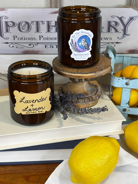 Lavender + Lemon 8 oz. Soy Wax Apothecary Candle